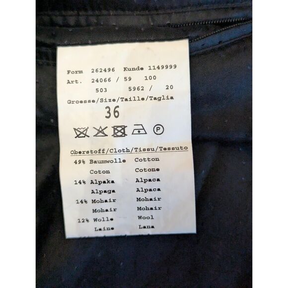 BUGATTI Luxury Blend Coat S 36 Alpaca Mohair Wool Black White Tweed - Picture 5 of 9